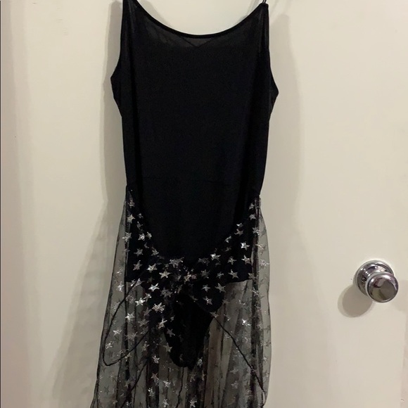 Dolls Kill Other - NWOT Silver Glitter Star Bodysuit with Wrap Dress
